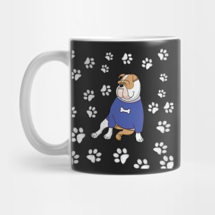 Bulldog Funny Bullie Dog Lover Gifts, Dogs Cute Paw Prints Design English Bulldog Mug